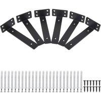 NESTLUNE 6 Pack Floating Shelf Brackets 20CM Heavy Duty Metal in Black | Size: 100 cm x 15 cm