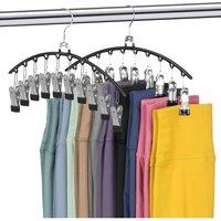 NESTLUNE 2pc Trouser Hangers with Clips, Skirt Hangers Space Saving in Black | Size: 100 cm x 15 cm