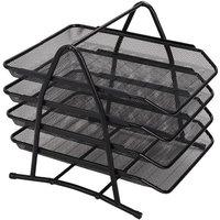 KORVIXA Office Filing Trays Holder A4 Document Letter Paper Storage in Black | Size: 100 cm x 15 cm