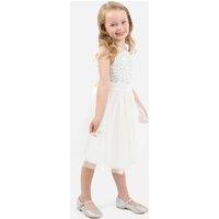 Maya Deluxe Girl's Flower Girl Embellished Midi Dress in White | Size: 3-4 Years