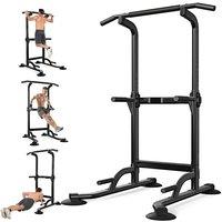 FLAVORA 10-Level Power Tower Dip Station Pull Up Bar Push Up Equipment in Black | Size: 0-12 m
