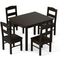 VOGREX Coffee Wooden Kids Table & 4 Chairs Set in Black