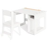 VOGREX White Kids Art Table & Chair Set with Storage Shelves