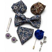 XPOSED Men's 8 Piece Tie & Bow Tie Wedding Gift Set in Blue