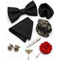 XPOSED Men's 8 Piece Tie & Bow Tie Wedding Gift Set in Black