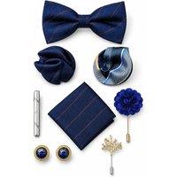 XPOSED Men's 8 Piece Tie & Bow Tie Wedding Gift Set in Mid Navy