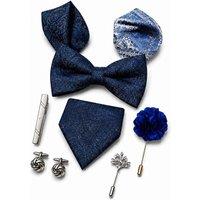 XPOSED Men's 8 Piece Tie & Bow Tie Wedding Gift Set in Dark Navy
