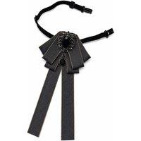 XPOSED Men's Jewelled Ribbon Brooch Bow Tie in Dark Grey