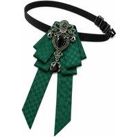 XPOSED Men's Jewelled Short Ribbon Brooch Bow Tie in Green