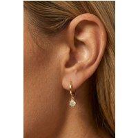 MUCHV Women's Small Hoop Earrings With Stone Charm in 18k Gold or Silver
