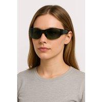 Madein Women's Sage Green Sporty Lens Visor Sunglasses in Black