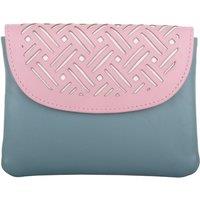 VALITA Women's Laser Cut Genuine Leather Credit Card Money Holder Wallet Purse in Teal