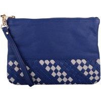 VALITA Women's Soft Leather Clutch Bag / Pouch with Wrist Strap & Diamond Design in Blue