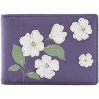 Mala leather Women's Sakura Japanese Flower RFID Leather ID & Card Holder in Purple