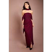 Coast Women's Stretch Mesh Corset Maxi Dress With Scarf Detail in Burgundy | Size: 14