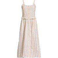 Lands' End Women's Soft Ease Linen Blend Pintuck Midi Dress in Beige | Size: 14-16