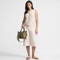 Lands' End Women's Knit Waistcoat With Linen in Ivory | Size: XS
