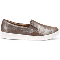 Hotter Women's Wide Fit 'Tasha' Slip-On Trainers in Taupe | Size: 6