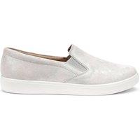 Hotter Women's Wide Fit 'Tasha' Slip-On Trainers in Silver | Size: 6.5