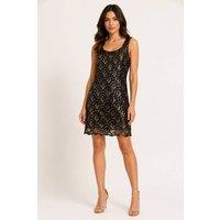 Cutie London Women's Black Art Deco Sequin Shift Dress | Size: 8
