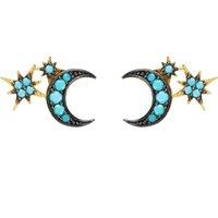 Latelita Women's Moon & Starburst Mini Earrings Turquoise in Blue