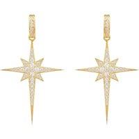 Latelita Women's North Star Burst Large Drop Earrings Gold in White