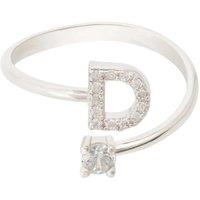 Latelita Women's Initial Ring Silver D in White