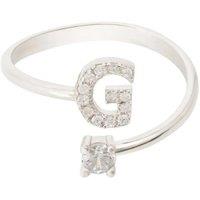 Latelita Women's Initial Ring Silver G in White