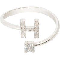 Latelita Women's Initial Ring Silver H in White