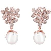 Latelita Women's Flowers Pearl Earrings Rosegold White