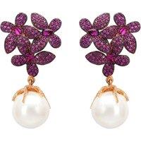 Latelita Women's Flowers Pearl Earrings Ruby Pink Rosegold