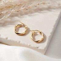 Posh Totty Designs Women's 9ct Gold Curved Twisted Hoop Earrings