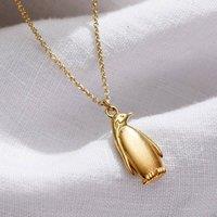 Posh Totty Designs Women's Yellow Gold Plated Soulmate Penguin Charm Necklace