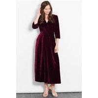 Sarta Women's Sophia Wide Leg Velvet Cropped Jumpsuit in Burgundy | Size: Small