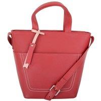 VALITA Women's Premium Soft Leather Cross Body Shoulder Twin Tote Style Handbag in Red