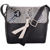 VALITA Women's Womens Premium Soft Genuine Leather Two Tone Cross Body Shoulder Bag - Black / Foil