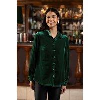 Yumi Women's Green Velvet Relaxed Fit Shirt | Size: 18