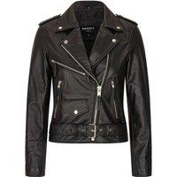 TruClothing Women's Brando Tassel Fringe Cow Hide Biker Leather Jacket in Black | Size: 5XL
