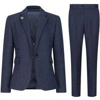 TruClothing Women's 3 Piece Tweed Suit Herringbone Pattern Tailored Fit Business in Navy | Size: 12