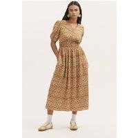 Finery London Women's Kiara Printed V-Neck Midi Dress in Light Tan | Size: 18