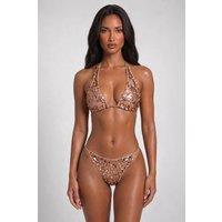 LEMONLUNAR Women's The Seraphina Sequin Bikini Set Rose Gold - Matching Bikini Bottoms | Size: XS