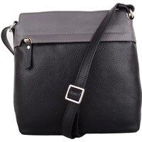 VALITA Women's Genuine Soft Leather Crossbody Shoulder Two Toned Handbag in Black