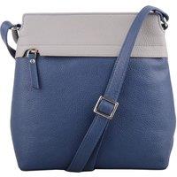 VALITA Women's Genuine Soft Leather Crossbody Shoulder Two Toned Handbag in Blue