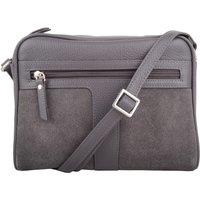 VALITA Women's Genuine Soft Leather Crossbody Shoulder Handbag with Suede Panelling in Dark Grey