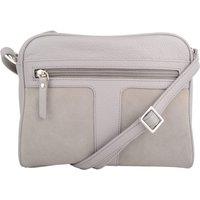 VALITA Women's Genuine Soft Leather Crossbody Shoulder Handbag with Suede Panelling in Light Grey