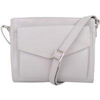 VALITA Women's Cross Body Shoulder Genuine Soft Leather Pocket Detail Handbag in Light Grey