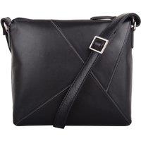 VALITA Women's Genuine Soft Leather Crossbody Shoulder Triangle Panel Handbag in Black