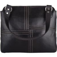 VALITA Women's Large Genuine Soft Leather Shoulder Contrast Stitch Handbag in Black