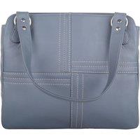 VALITA Women's Large Genuine Soft Leather Shoulder Contrast Stitch Handbag in Blue