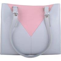 VALITA Women's Soft Genuine Leather Contrast Panels Shoulder Handbag in Light Grey